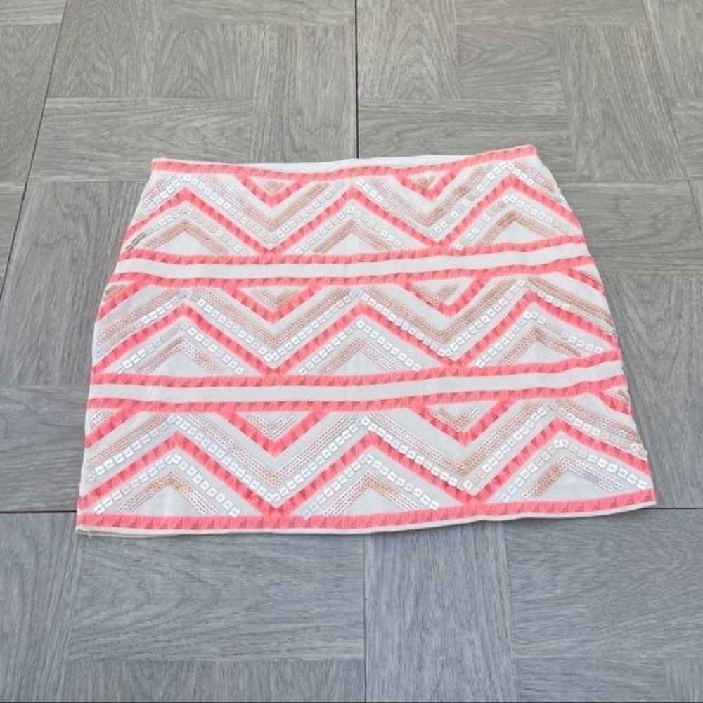 *50% OFF! Express sequin mini skirt XS tribal Aztec pink